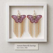 Load image into Gallery viewer, Autumn Butterfly Earrings | One-of-a-Kind Wearable Art

