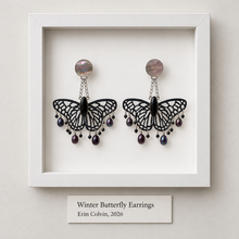 Load image into Gallery viewer, Winter Butterfly Earrings | One-of-a-Kind Wearable Art
